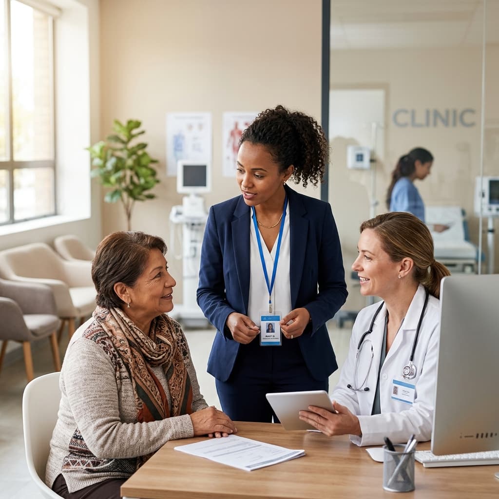 Lingora professional medical interpreter speaking with a patient and a clinician